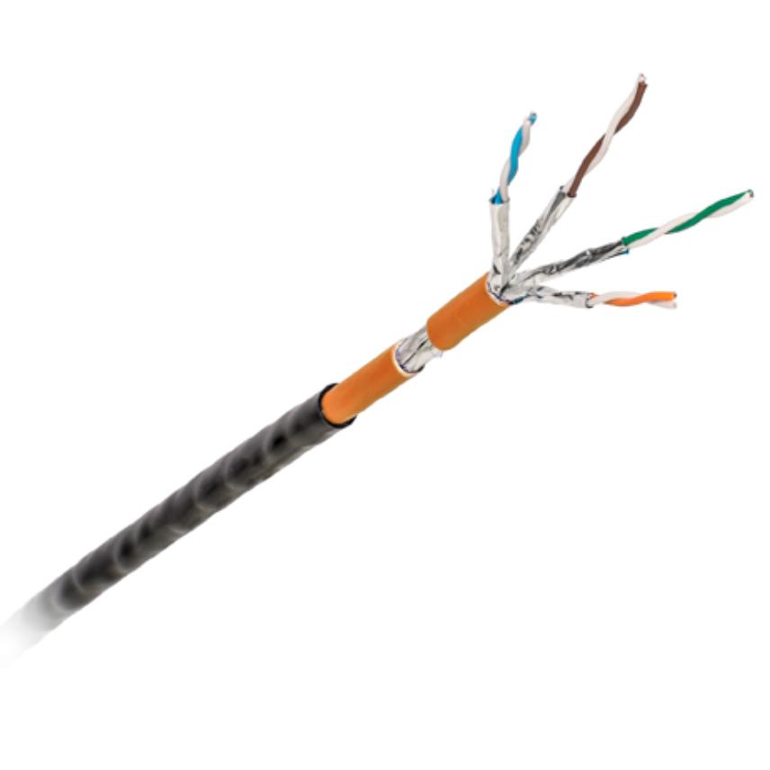 Câble LANmark pour l'industrie S/FTP AWG23 Cat 6A LSZH Cca Orange + PE Fca Noir bobine de 500m