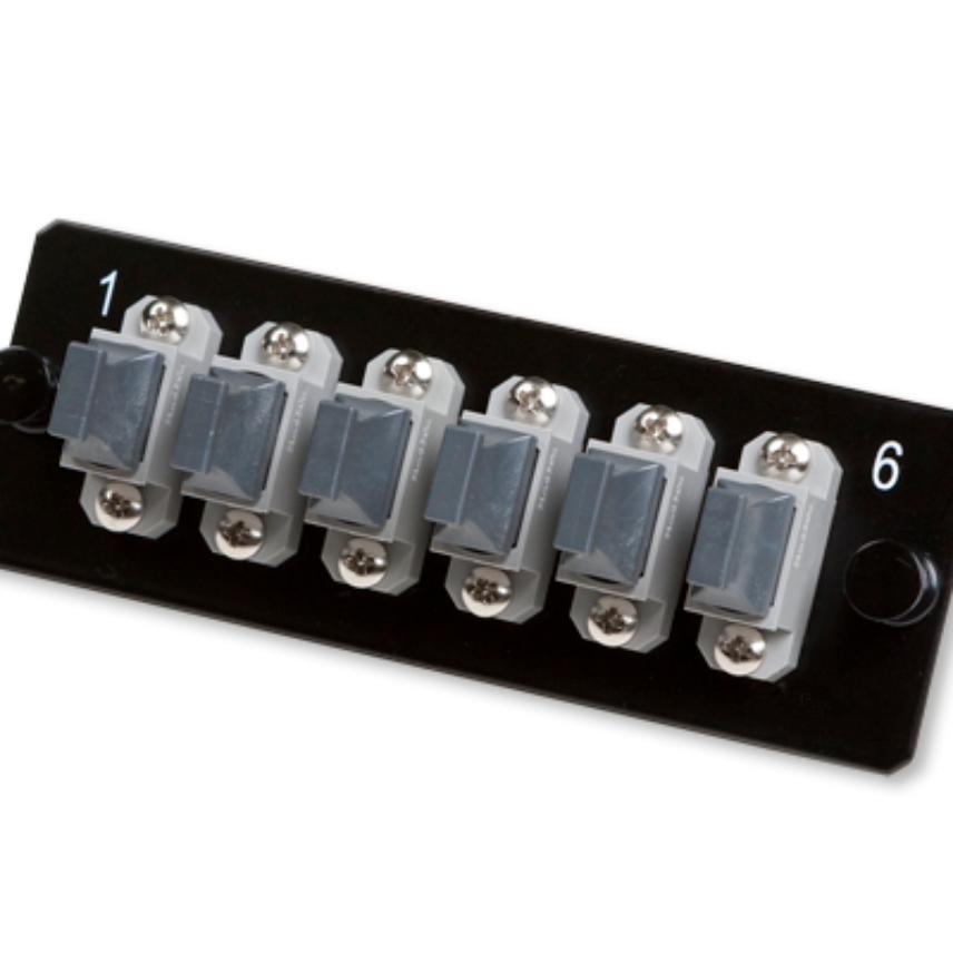 Plaque avec traversées LANmark-OF 6 MTP Multimode Key Up/Key Up grises