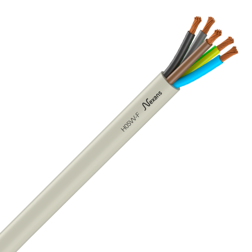 Nexans H05VV-F 5x1 BLANC C25m