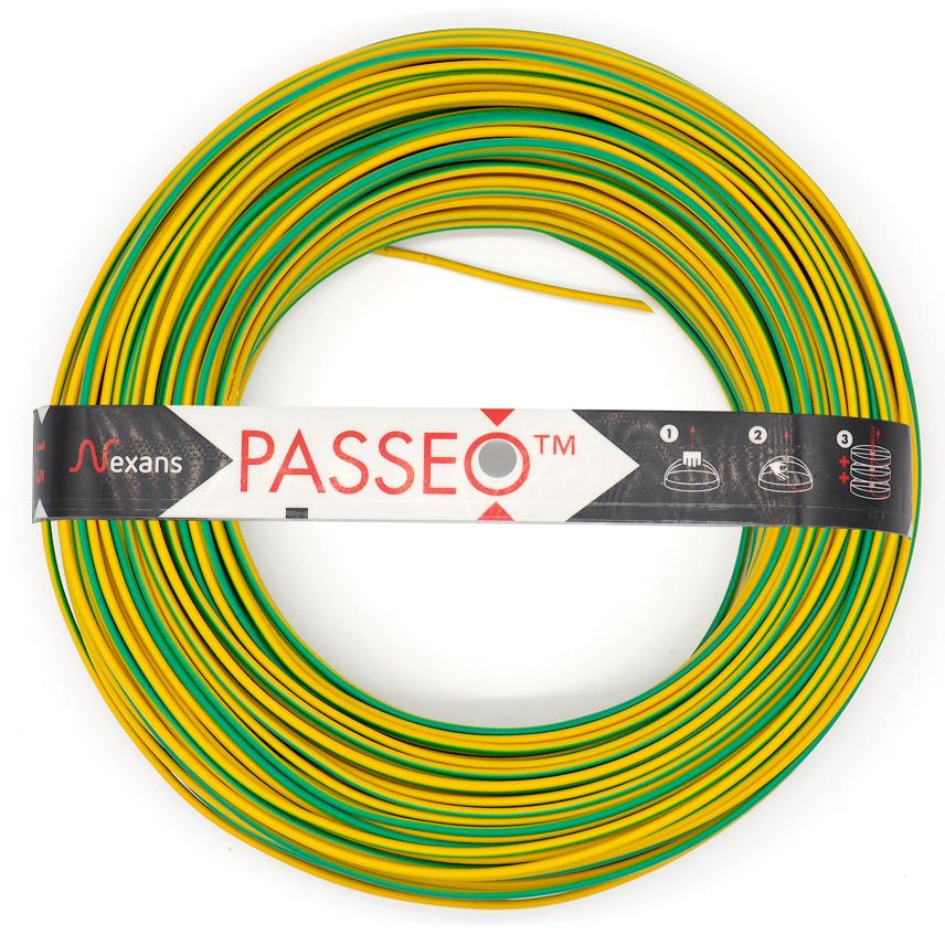 Nexans H07V-U PASSEO 1G1.5 VERT/JAUNE C100m